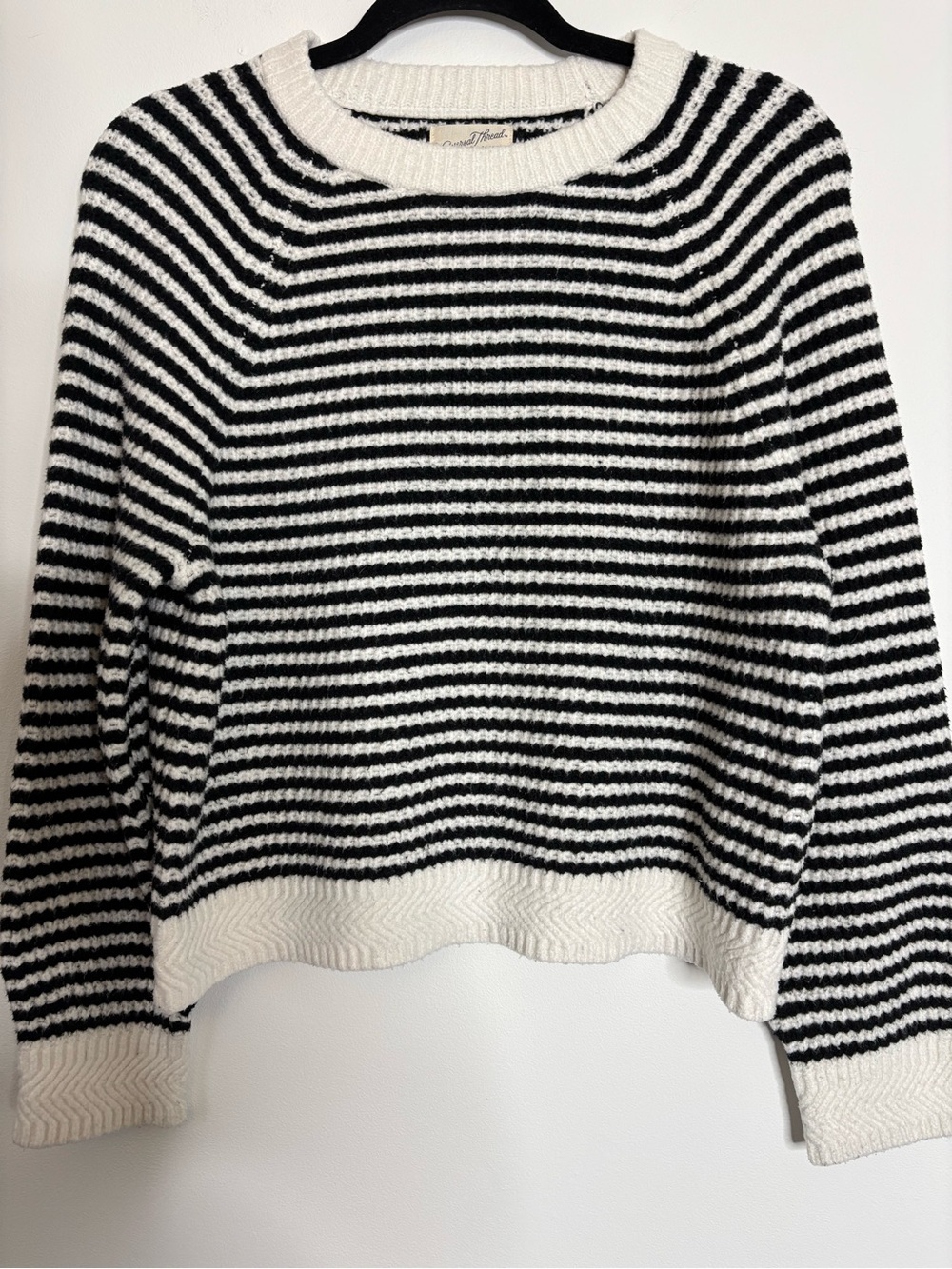 Universal Thread Black & White Striped Crewneck Sweater